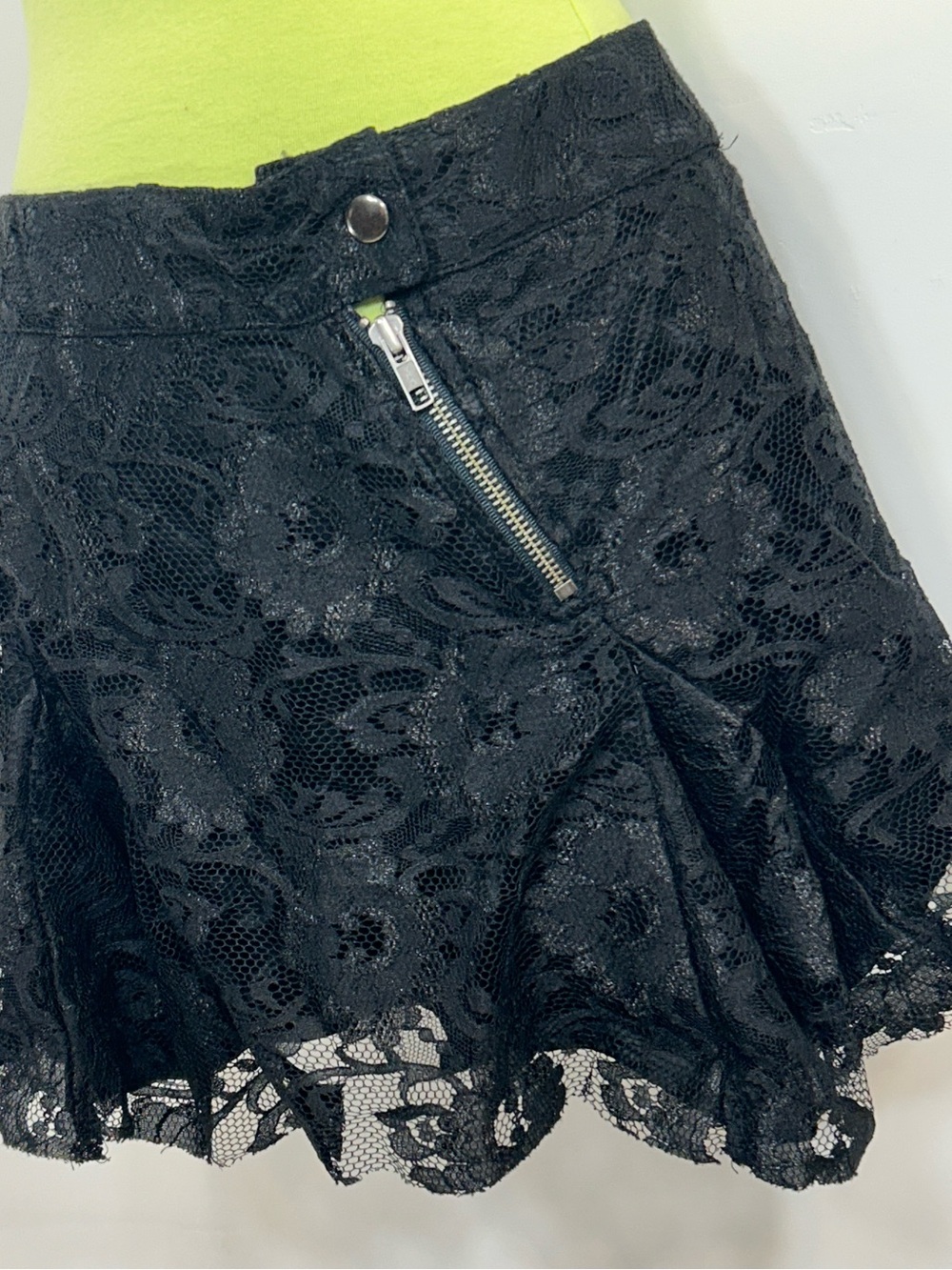 Arden B Black Lace A-Line Skirt with Zip Accent